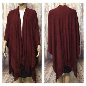 MIXIT “Merlot” Extra Long Metallic Sleeveless Shawl